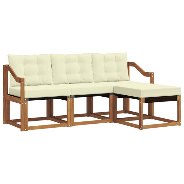 vidaXL K&uuml;lt&eacute;ri kanap&eacute; szett p&aacute;rn&aacute;val 4 pcs Term&eacute;szetes &eacute;s kr&eacute;msz&iacute;nű