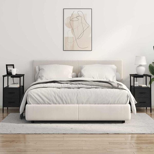 vidaXL &Eacute;jjeliszekr&eacute;ny 2 pcs Fekete t&ouml;lgy 30 x 48 x 61 cm Faanyag