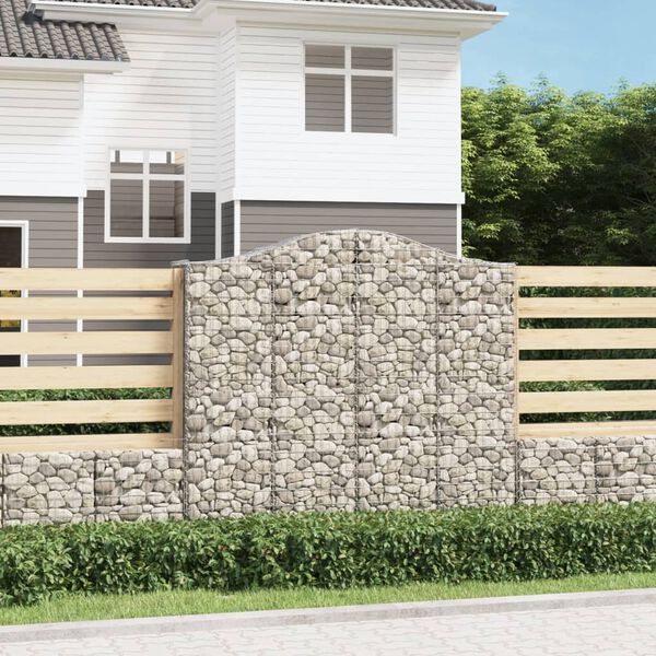 vidaXL 7 db &iacute;ves horganyzott vas gabion kos&aacute;r 200x50x180/200 cm