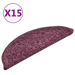 vidaXL 15 db s&ouml;t&eacute;tlila f&eacute;lk&ouml;r alak&uacute; l&eacute;pcsőszőnyeg 56 x 17 x 3 cm