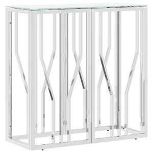 vidaXL ez&uuml;stsz&iacute;nű &uuml;veg &eacute;s rozsdamentes ac&eacute;l t&aacute;lal&oacute;asztal 70x30x70 cm