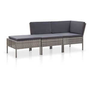 vidaXL 3-r&eacute;szes sz&uuml;rke polyrattan kerti &uuml;lőgarnit&uacute;ra p&aacute;rn&aacute;kkal