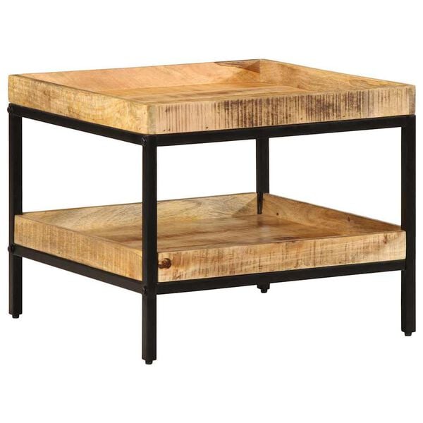 vidaXL Oldal asztal polcokkal Barna 55 x 55 x 45 cm T&ouml;m&ouml;r Mang&oacute;f&aacute;t