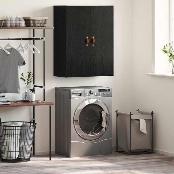 vidaXL Fali Szekr&eacute;ny Fekete t&ouml;lgy 69,5 x 34 x 90 cm Faanyag