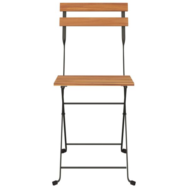 vidaXL 6 db tömör tíkfa és acél összecsukható bisztrószék