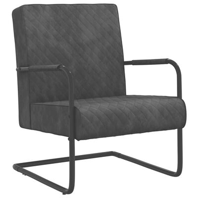 vidaXL sötétszürke bársony szánkótalpas szék