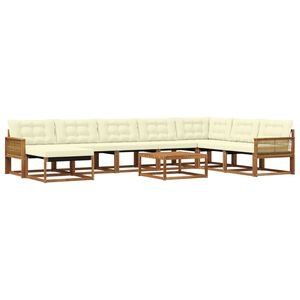 vidaXL K&uuml;lt&eacute;ri kanap&eacute; szett p&aacute;rn&aacute;val 9 pcs Term&eacute;szetes &eacute;s kr&eacute;msz&iacute;nű