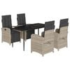 vidaXL 5r&eacute;szes vil&aacute;gossz&uuml;rke polyrattan kerti &eacute;tkezőgarnit&uacute;ra p&aacute;rn&aacute;val