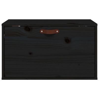 vidaXL fekete tömör fenyőfa faliszekrény 60 x 30 x 35 cm