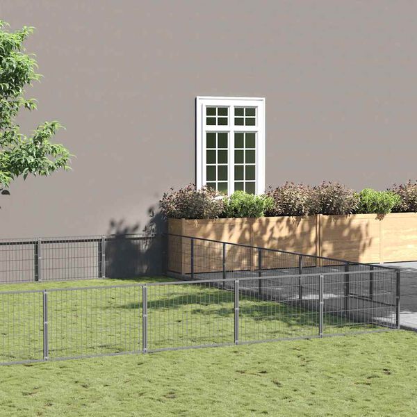 vidaXL ez&uuml;stsz&iacute;nű ac&eacute;l kutyakennel 42 m&sup2;