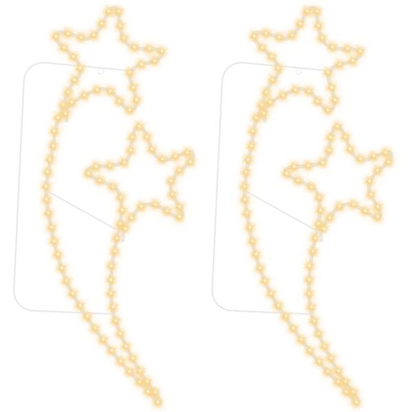 vidaXL 2 db meleg feh&eacute;r csillag alak&uacute; f&eacute;nyf&uuml;z&eacute;r 125,5 x 53 x 4,5 cm