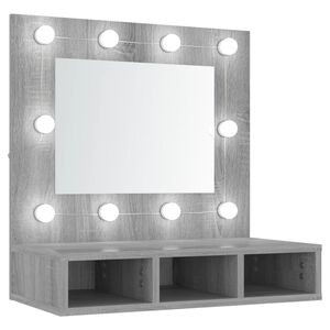 vidaXL sz&uuml;rke sonoma sz&iacute;nű t&uuml;kr&ouml;s szekr&eacute;ny LED-ekkel 60 x 31,5 x 62 cm