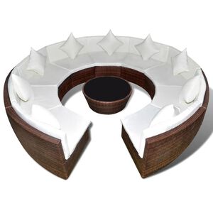 vidaXL 10 r&eacute;szes barna polyrattan kerti b&uacute;torgarnit&uacute;ra p&aacute;rn&aacute;kkal