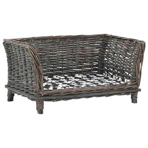 vidaXL sz&uuml;rke term&eacute;szetes fűzfa kutyakos&aacute;r p&aacute;rn&aacute;val 50 x 33 x 30 cm