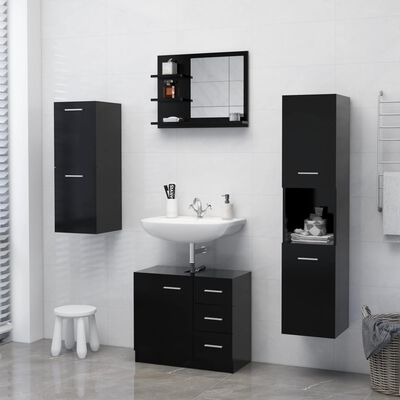 vidaXL fekete forgácslap fürdőszobai tükör 60 x 10,5 x 45 cm