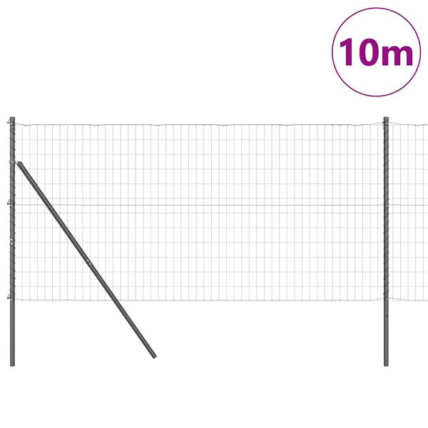 vidaXL Ker&iacute;t&eacute;s oszlopokkal Sz&uuml;rke 1 x 10 m Ac&eacute;l &eacute;s PVC