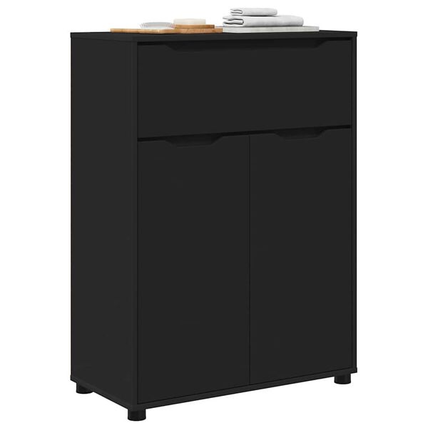 vidaXL F&uuml;rdőszoba Sz&eacute;k&eacute;ny fi&oacute;kkal Fekete 72,5 x 36,5 x 100 cm Faanyag