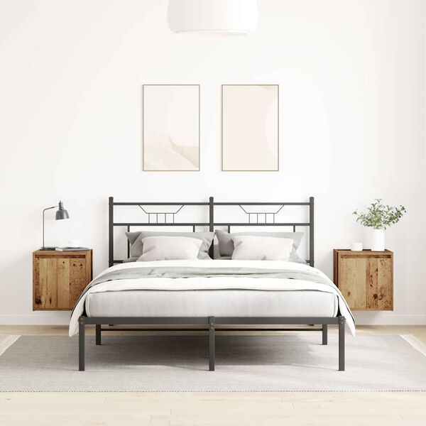 vidaXL 2 db antik fa sz&iacute;nű falra szerelhető &eacute;jjeliszekr&eacute;ny 38x34x40 cm