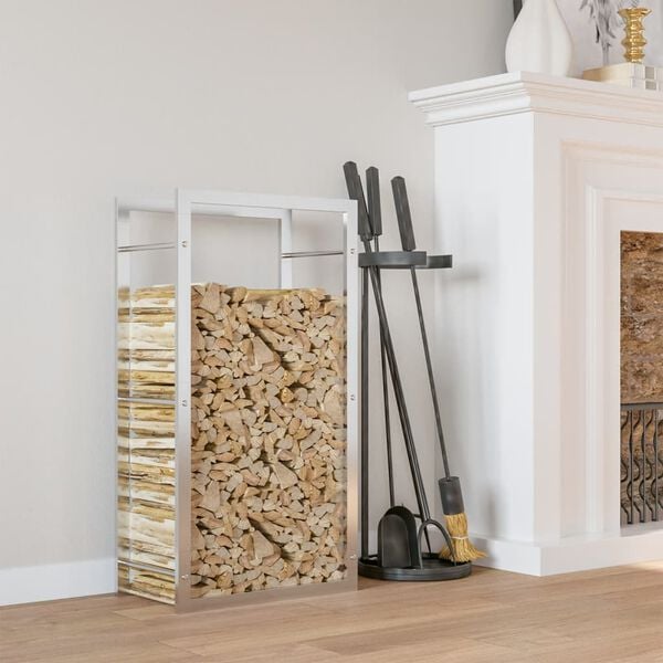 vidaXL rozsdamentes ac&eacute;l tűzifat&aacute;rol&oacute; 80x28x154 cm