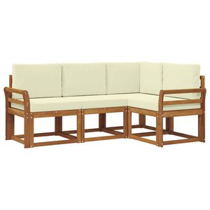 vidaXL K&uuml;lt&eacute;ri kanap&eacute; szett p&aacute;rn&aacute;val 4 pcs Term&eacute;szetes &eacute;s kr&eacute;msz&iacute;nű
