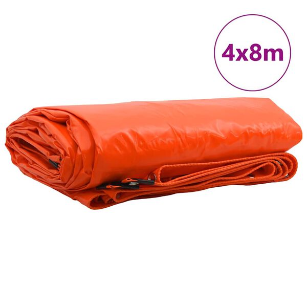 vidaXL Ponyva 650g / m² Narancssárga 4 x 8 m Vászon PVC bevonattal