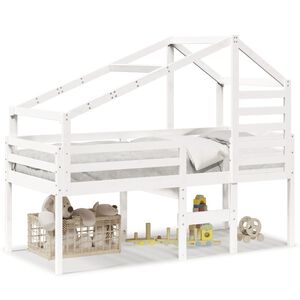 vidaXL feh&eacute;r t&ouml;m&ouml;r fenyőfa magas&iacute;tott &aacute;gy tetővel 80 x 200 cm