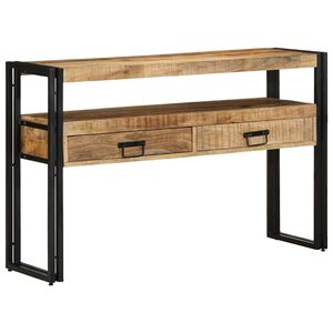 vidaXL Konzolasztal fi&oacute;kkal Barna 120 x 33 x 75 cm T&ouml;m&ouml;r Mang&oacute;f&aacute;t