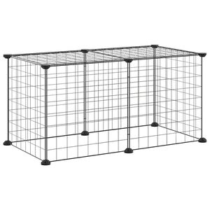 vidaXL 8-paneles fekete ac&eacute;l kis&aacute;llatketrec 70x35x35 cm