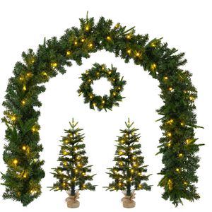 vidaXL Mini kar&aacute;csonyfa szett 45 cm 125 LED Meleg feh&eacute;r PVC &eacute;s PE Z&ouml;ld