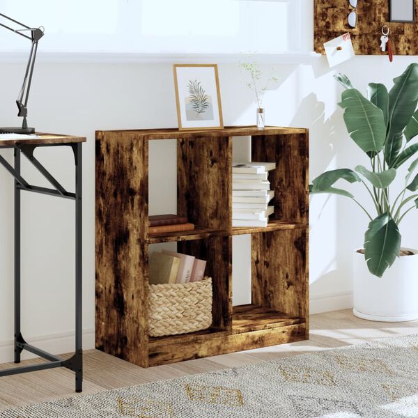 vidaXL f&uuml;st&ouml;s t&ouml;lgy sz&iacute;nű szerelt fa k&ouml;nyvespolc 68,5 x 32 x 75 cm