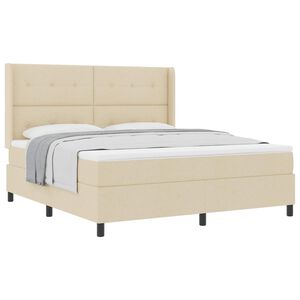 vidaXL Boxrug&oacute;s &aacute;gy matracmal fejt&aacute;ml&aacute;val Kr&eacute;m 200 x 180 cm sz&ouml;vet