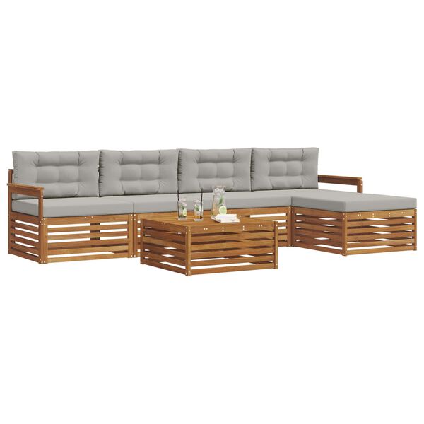 vidaXL K&uuml;lt&eacute;ri kanap&eacute; szett 6 pcs Term&eacute;szetes &eacute;s Vil&aacute;gossz&uuml;rke