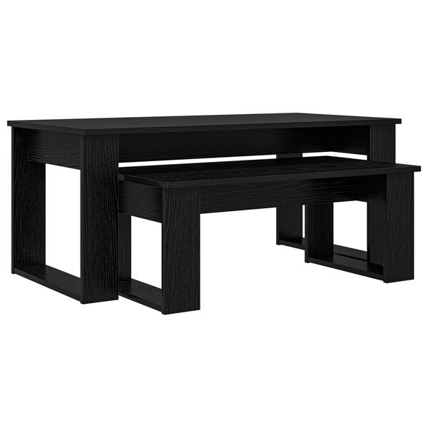 vidaXL K&aacute;vasztal Szett 2 pcs Fekete t&ouml;lgy Faanyag