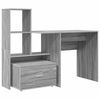 vidaXL Asztal fi&oacute;kkal Sz&uuml;rke Sonoma 131,5 x 50 x 106,5 cm Faanyag