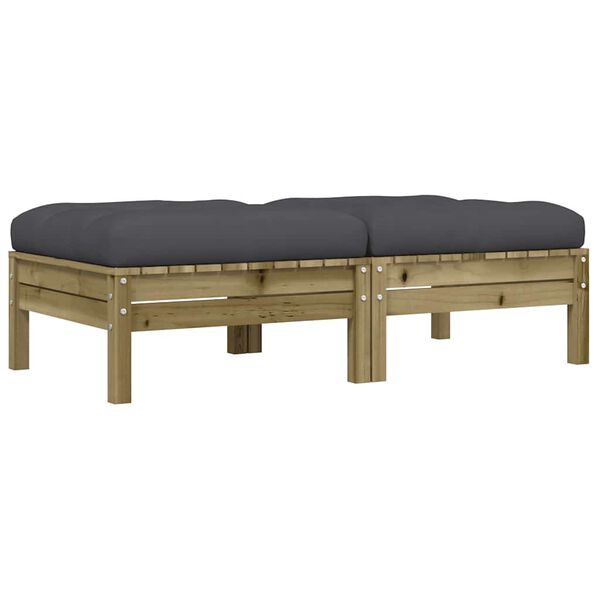 vidaXL 2 db impregnált fenyőfa kerti lábzsámoly párnával