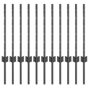 vidaXL Be&aacute;gyazott ker&iacute;t&eacute;soszlop 11 db Sz&uuml;rke 100 cm Porsz&oacute;rt ac&eacute;l