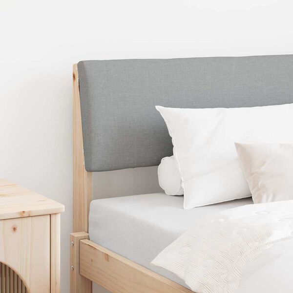 vidaXL Kárpitozott fejtámla Világosszürke 100 cm Tömör fenyőfa