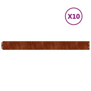 vidaXL 10 db rugalmas corten ac&eacute;l gyepszeg&eacute;ly 10 x 103 cm