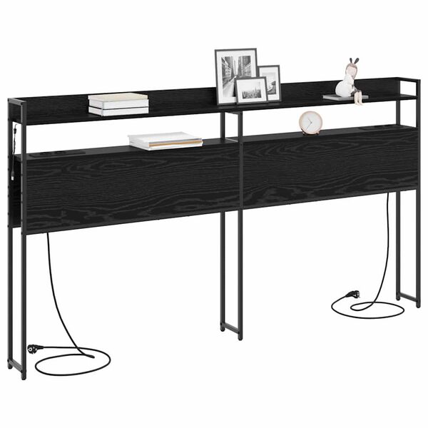 vidaXL T&aacute;rol&oacute; fejt&aacute;mla polcokkal t&aacute;rol&oacute;val Musta tammi 200 cm Faanyag