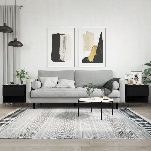 vidaXL 2 db fekete szerelt fa doh&aacute;nyz&oacute;asztal 50 x 46 x 50 cm