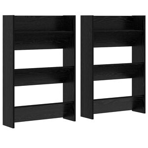 vidaXL Cipőszekr&eacute;ny 2 db 60 x 18 x 90 cm Szerelt Fa Fekete T&ouml;lgy