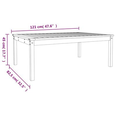 vidaXL tömör douglas fa kerti asztal 121x82,5x45 cm