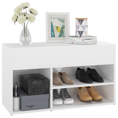 vidaXL magasfényű fehér forgácslap cipőtároló pad 80 x 30 x 45 cm