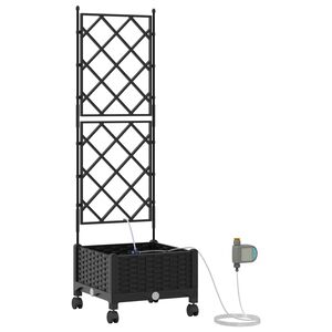 vidaXL Kertivir&aacute;gtart&oacute; &Ouml;nt&ouml;zővel &eacute;s Kerekekkel Fekete 40 x 40 x 132 cm