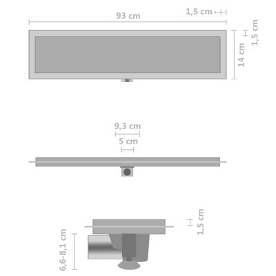 vidaXL rozsdamentes acél 2 az 1-ben zuhanylefolyó fedéllel 93 x 14 cm
