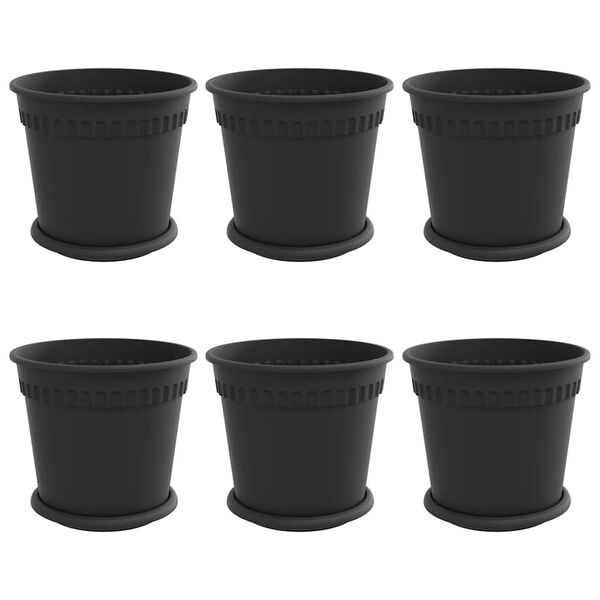 vidaXL N&ouml;v&eacute;nycser&eacute;p 6 pcs Fekete &Oslash; 19 x 16 cm Műanyag