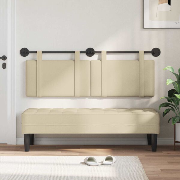 vidaXL Fali Fejt&aacute;mla Falra szerelhető Kr&eacute;m 130 x 55 x 5 cm sz&ouml;vet