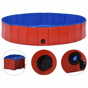 vidaXL &ouml;sszehajthat&oacute; piros PVC kutyamedence 160 x 30 cm