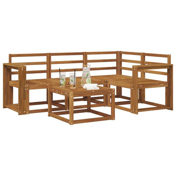 vidaXL K&uuml;lt&eacute;ri kanap&eacute; szett 5 pcs Term&eacute;szetes T&ouml;m&ouml;r Ak&aacute;cfa