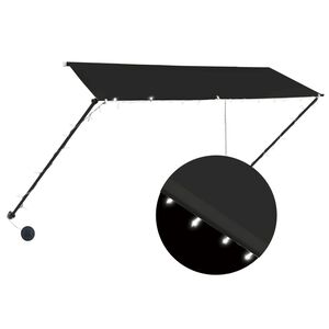 vidaXL feltekerhető antracitsz&uuml;rke napellenző LED-del 300 x 150 cm